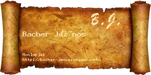 Bacher János névjegykártya